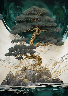Golden Bonsai Tree Fall