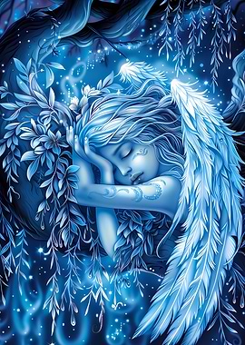 Blue Neon Angel Slumber