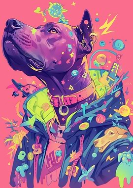 Dog Animal Neon Pet Friend