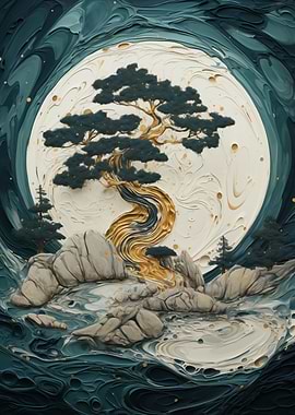 Golden Bonsai Tree Fall