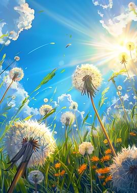 Sunlit Dandelions