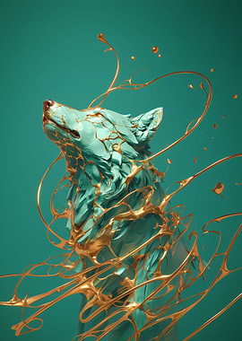 emerald gold wolf face