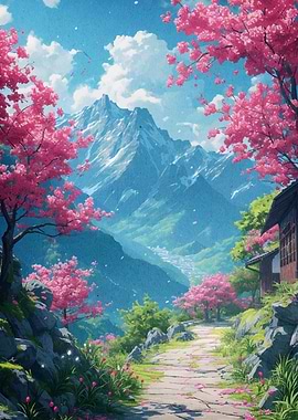 Cherry Blossom Landscape