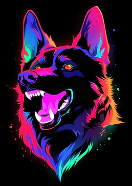 Dog Animal Neon Pet Friend
