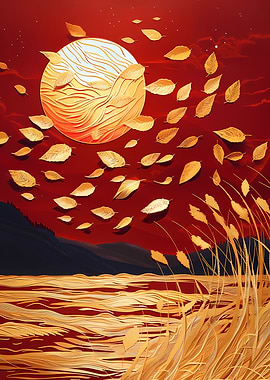 Abstract Golden Reed Marsh