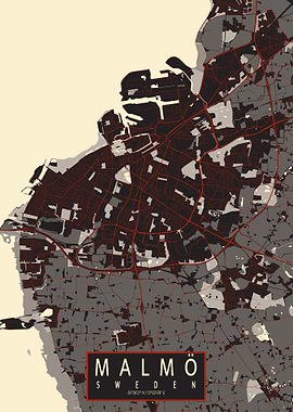 Malmo City Map Vector