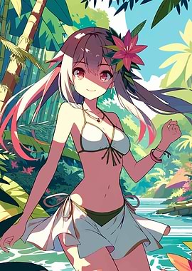 Sexy Anime Girl in Jungle