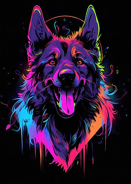 Dog Animal Neon Pet Friend