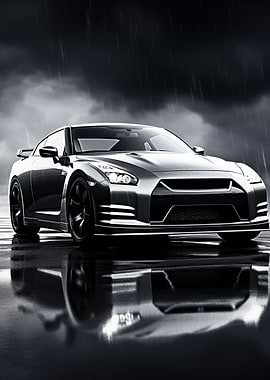 Nissan GTR R35 in rain