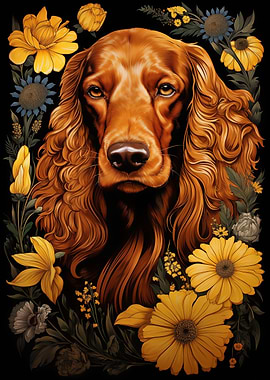 Irish Setter with flowers