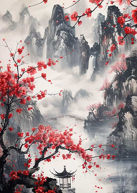 Cherry Blossom Landscape