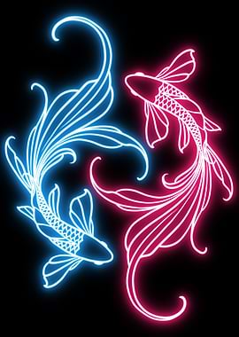 yin yang koi fish neon