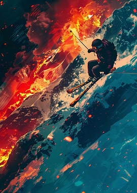 Skier In A Snowy Mountain