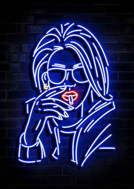 SMOKING GIRL NEON SIGN ART
