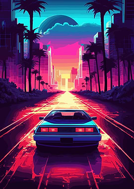 Retro Miami Neon Sunset