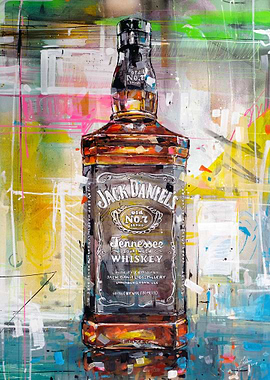 Whiskey bottle painting
