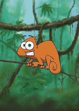 Orange Cartoon Chameleon