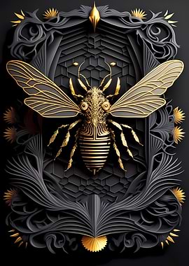 Golden King Bee Art Deco