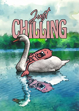 Monster riding on swan