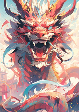 Neon Dragon Colorful Anime