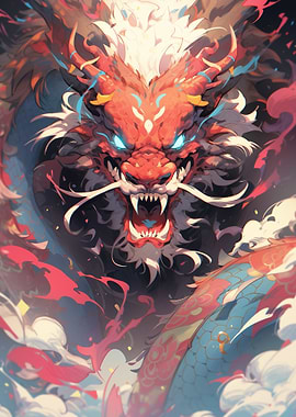 Neon Dragon Colorful Anime