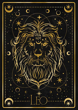 gold leo zodiac sign lion