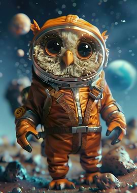 Cute Space Owl Astronaut