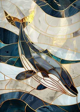 Whale Fish Gold Vintage