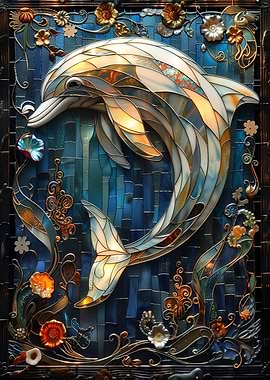 Stained Glass Dolphin