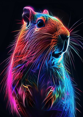 Capybara Neon Gift Funny