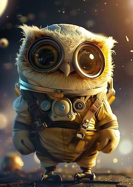 Cute Owl in Outer Space