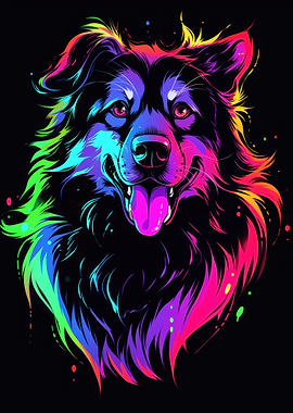 Dog Animal Neon Pet Friend