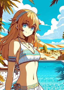 Sexy Anime Girl in Oasis