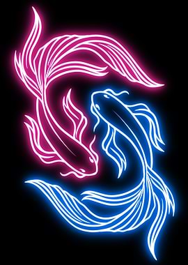 neon yin yang fish