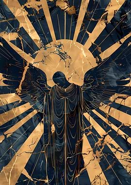 Gold Marble Winged Angel