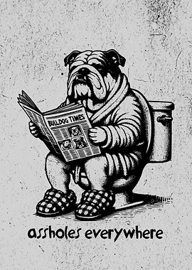 Funny Bathroom Bulldog