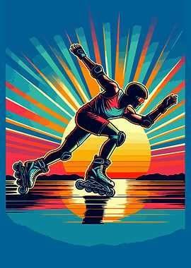 Inline skating sunset