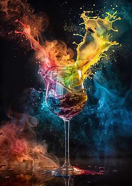 Wine glass abstract colors