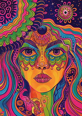 70s Psychedelic Girl Wavy