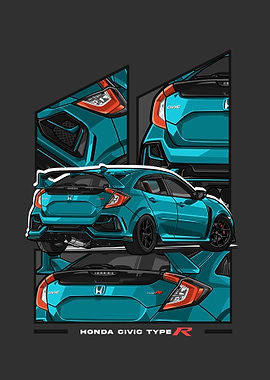 honda civic type r cyan