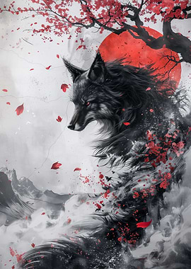 japanese black kitsune fox