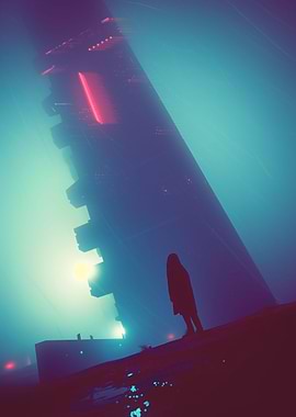 Neon Night Cyberpunk Tower