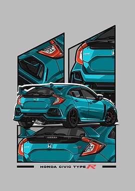 honda civic type r cyan