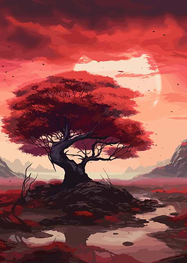 Red Moon Tree Dark