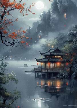 Japanese Landscape Sunset