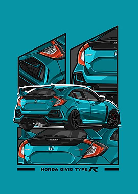 honda civic type r cyan