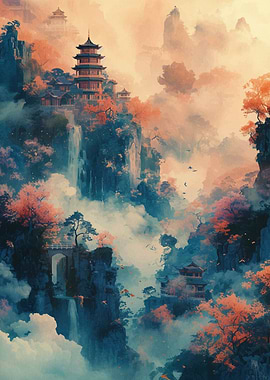 Japanese Landscape Sunset