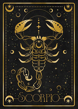 golden scorpio zodiac card