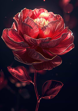 Cosmic Red Peony Flower
