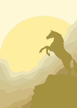 Horse silhouette with Sun